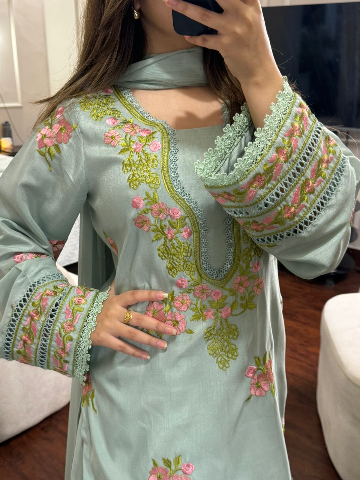 Mint green with Farshi Shalwar