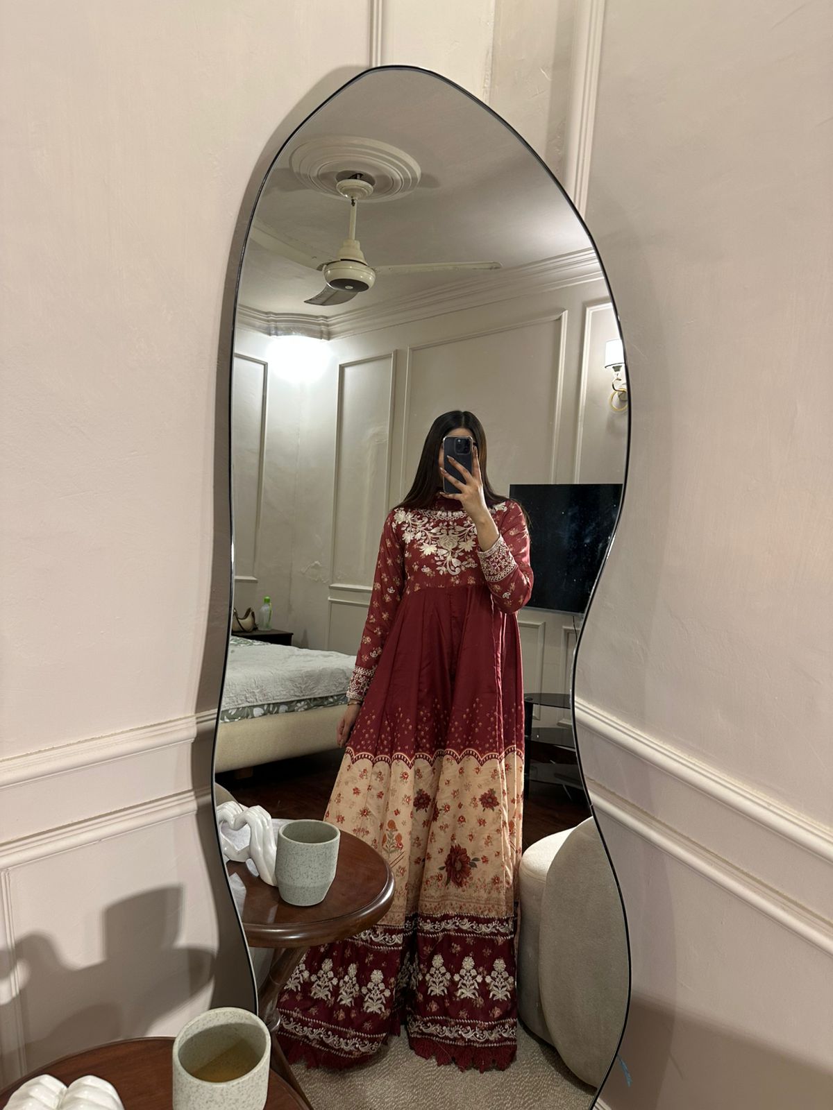 Lawn Kalidar With Heavy Embroidered Ghera and Bodice